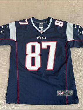 Nike Patriots Navy, White & Red #87 Football Jersey